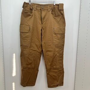 Duluth Trading Flex Fire Hose Pants 38x30 Men Work Cargo Brown Utility